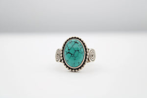 Sterling Silver 925 Turquoise Gemstone Ring Abstract Solid Size 6.75