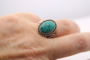 Sterling Silver 925 Turquoise Gemstone Ring Abstract Solid Size 6.75