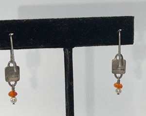 Vintage Unique Rams Head Earrings Made of Sterling Silver 925 With Banded Agate And seed pearl