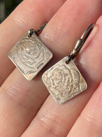 Vintage Sterling Silver 925 Rose Dangle Earrings Artisan Lever Back