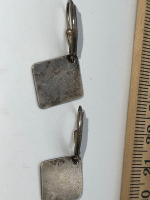 Vintage Sterling Silver 925 Rose Dangle Earrings Artisan Lever Back