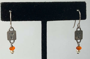 Vintage Unique Rams Head Earrings Made of Sterling Silver 925 With Banded Agate And seed pearl