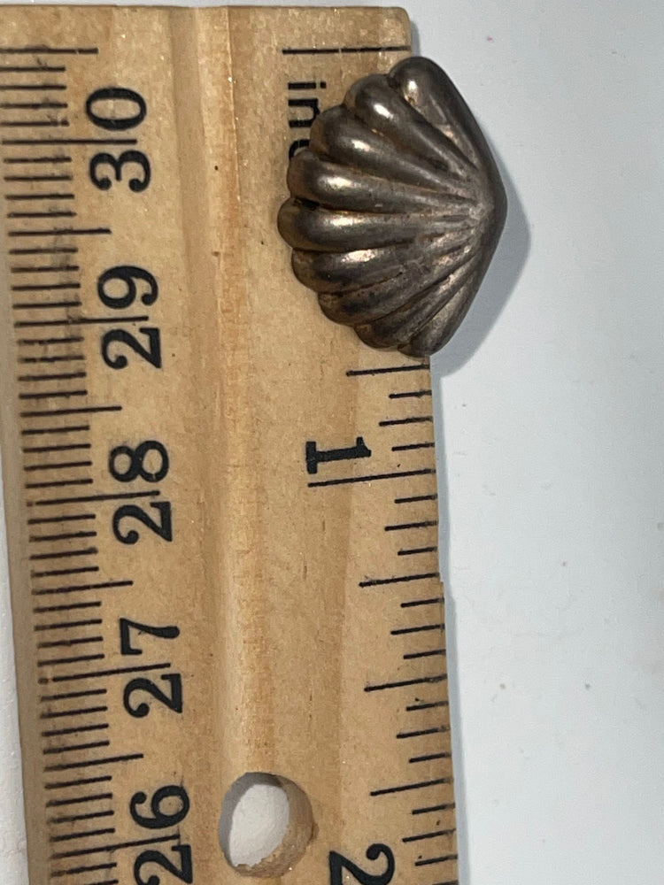 Vintage Clam Shell  Stud Earrings Sterling Silver 925