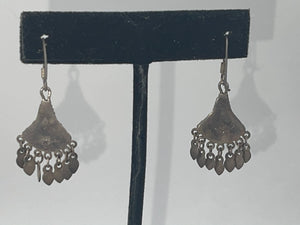 Vintage Sterling Silver 925 Turquoise Gemstone Earrings Tribal Tassels