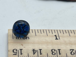 Vintage Dichroic Glass Earrings Sterling Silver Studs Cobalt Blue and Black 925