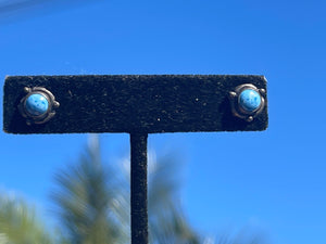 Vintage Sterling Silver 925 Blue Denim Lapis Gemstone Stud Earrings Southwestern