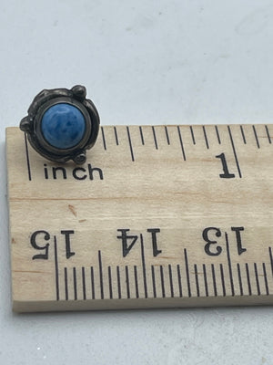 Vintage Sterling Silver 925 Blue Denim Lapis Gemstone Stud Earrings Southwestern