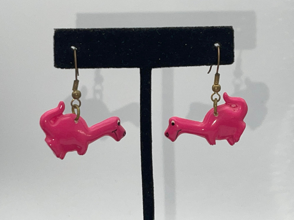 Adorable Weird Pink Dinosaur Earrings