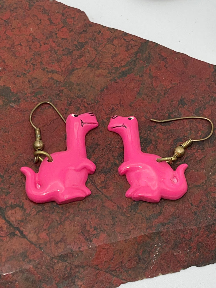 Adorable Weird Pink Dinosaur Earrings