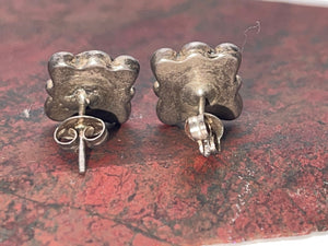 Vintage Sterling Silver Turquoise Gemstone Stud Earrings Native American Earrings Southwestern