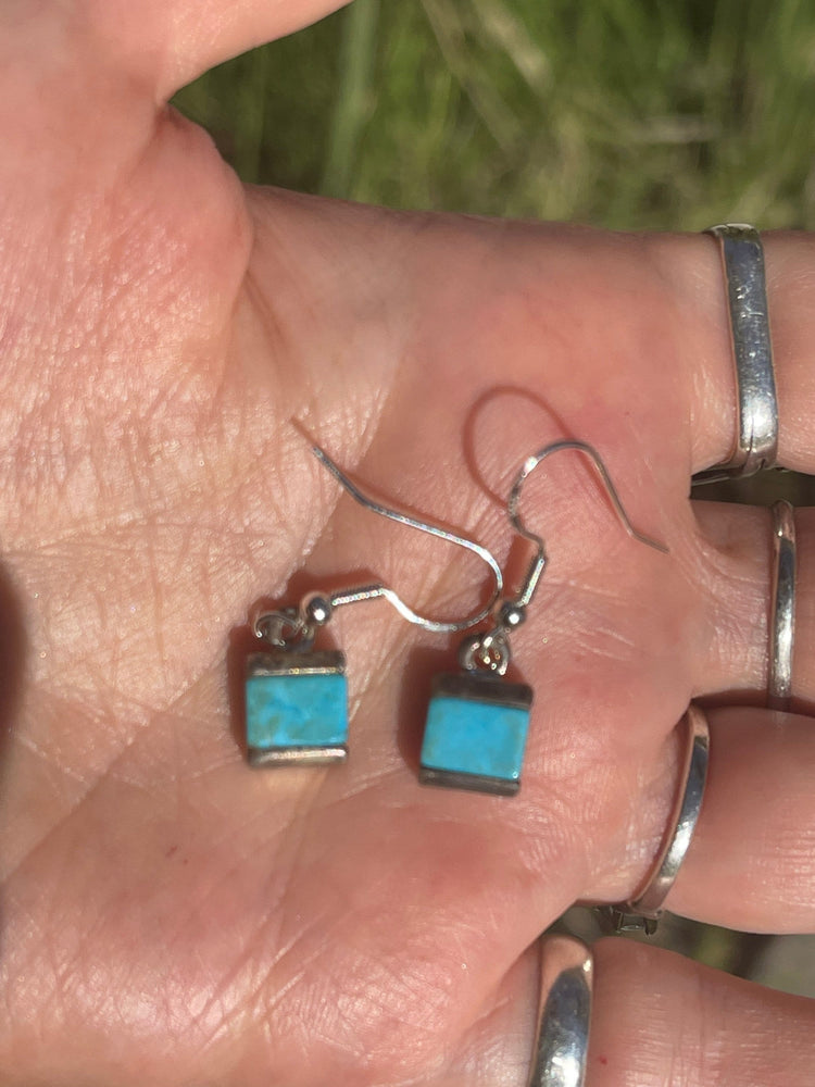 Vintage Turquoise Gemstone drop earrings Mexico, Southwestern