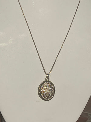 Ross Simons Gold Vermeil Sterling Silver 925 Locket Pendant Necklace w Chain Diamond Accent