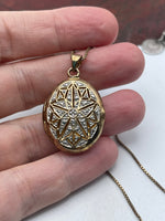 Ross Simons Gold Vermeil Sterling Silver 925 Locket Pendant Necklace w Chain Diamond Accent