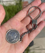 Vintage - Antique 25 Centavos 1943 El Salvador Coin Solid Sterling Silver Key Chain