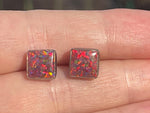 Vintage Crushed Fire Opal Stud Earrings Sterling Silver Southwestern