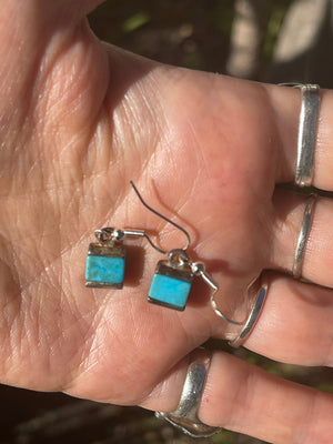 Vintage Turquoise Gemstone drop earrings Mexico, Southwestern