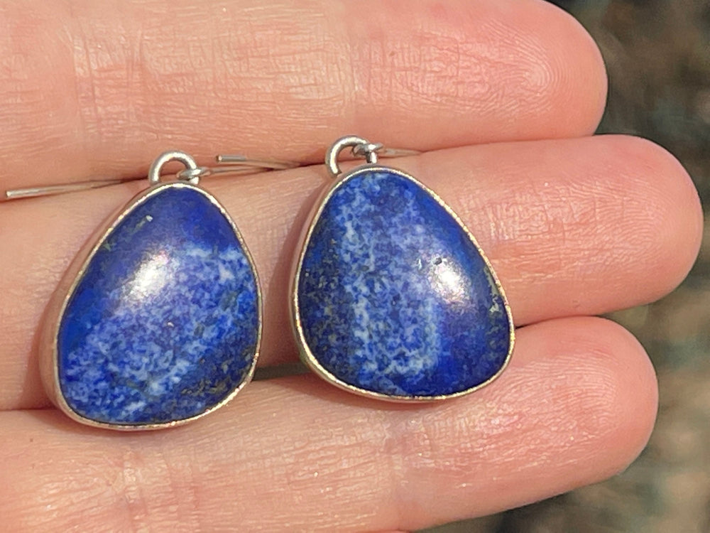 P. Sanchez Native American Indian Artist Earrings Southwestern Lapis Lazuli Gemstones Sterling Silver