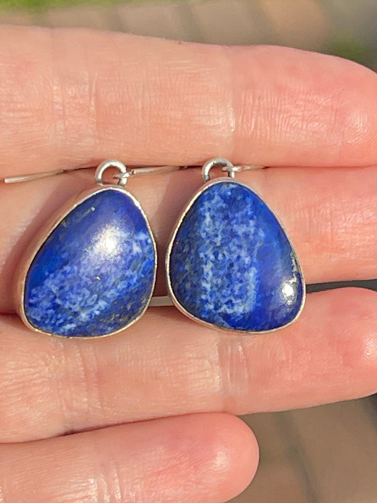 P. Sanchez Native American Indian Artist Earrings Southwestern Lapis Lazuli Gemstones Sterling Silver