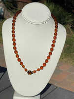 Antique Faceted Rust/Amber colored Glass Beaded Necklace Western Germany