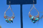 Vintage Designer Leach and Garner Rare Turquoise + Carnelian Gemstones Sterling Silver Dangles