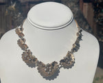 Gorgeous Vintage Cocktail - Costume Necklace Choker Rhinestones - Pearls Gold Tone Fan Shaped Demi Parure