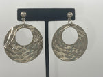Beautiful Big Vintage Earrings Circles Etched Diamond Cut