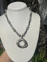 Beautiful Keren Creations Beaded Necklace with Silver Baroque and Round Pearls Abstract