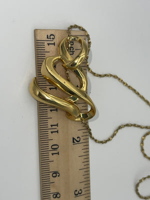 Gorgeous Sterling Silver/Gold 925 Sliding Pendant Long Chain 24 inches Necklace Elegant