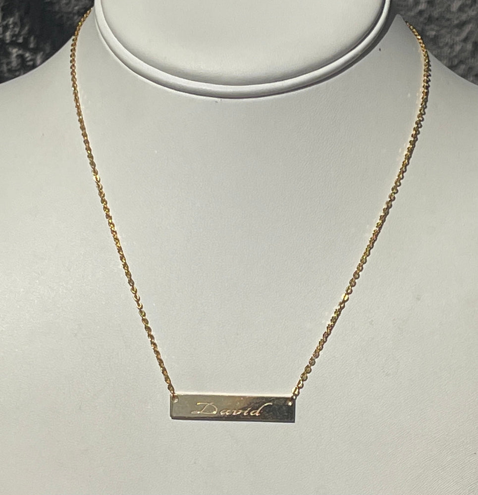 Gold over Sterling Silver 926 Name Plate Monogramed Necklace David