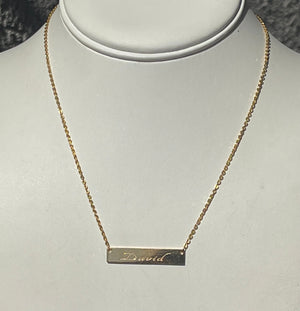 Gold over Sterling Silver 926 Name Plate Monogramed Necklace David
