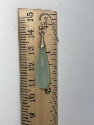 Beautiful Blue Green chalcedony Gemstone Drop Earrings