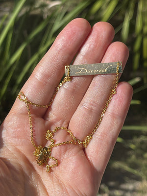 Gold over Sterling Silver 926 Name Plate Monogramed Necklace David