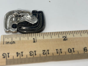 Vintage Designer Yves Saint Laurent Vintage Rectangle Two Tone Silver & Gunmetal Gray Clip On Earrings Authentic