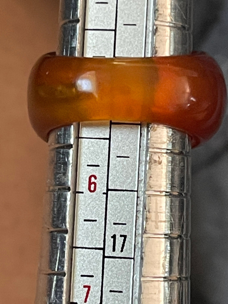 Vintage Stunning Carnelian Band Ring w Big Prasiolite Center Stone Set in Solid 14k Yellow Gold Rare and Unusual Sz 5.25