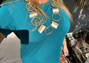 Very Fun Chunky Necklace by Designer Elisha D. Made in Italy Large Statement Piece Geometric
