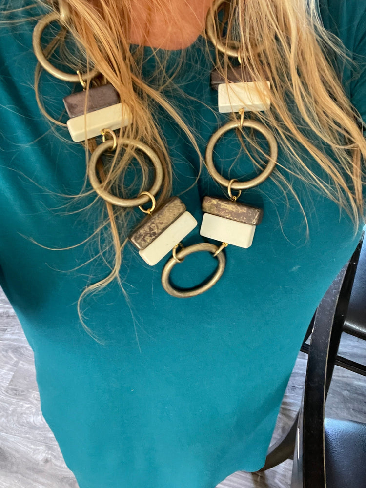 Very Fun Chunky Necklace by Designer Elisha D. Made in Italy Large Statement Piece Geometric