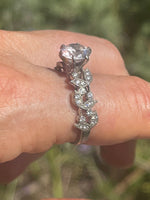 Beautiful Designer Jeulia Wedding/ Engagement Ring CZ Solitaire With Side Stones Stunning Sterling Silver Size 8.75