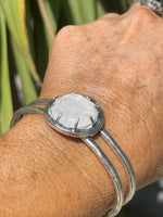 Beautiful white quartz crystal gemstone Bracelet Silvertone - Lucky Brand
