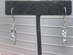 Beautiful Snowflake Obsidian Gemstone Earrings Dangles Sterling Silver 925  earring hooks and beads.