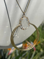 Vintage Yellow gold Fill and Crystal Pendant Necklace & Chain Victorian Look
