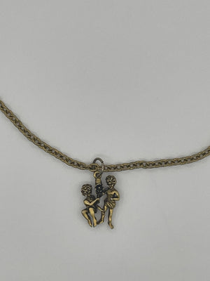 Vintage Designer Elizabeth Cole Yellow Gold Tone Chain Necklace Cherubs/ Angels 19.5 inches