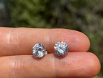 Big Vintage 8 mm 14kt White Gold CZ Studs 14 Karat Solid Stud Earrings Beautiful and Dainty 8mm