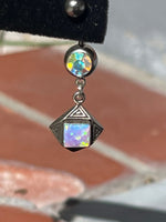Vintage sterling silver925  Opal Charm Belly Ring New Stainless Steel & Aurora Borealis Crystal Unusual and Unique