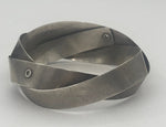 Vintage Brutalist Modernist Sterling Silver Bangle - Cuff Bracelet Crossover Unusual and Unique One of a kind Twisted Rustic