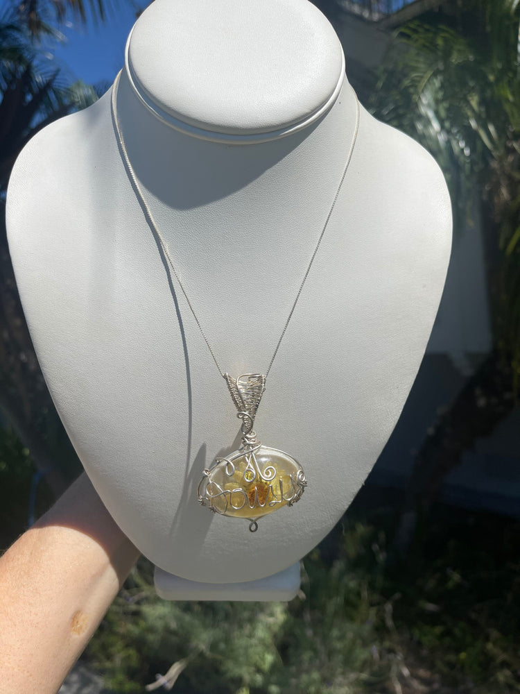 Big Beautiful Sterling Silver 925 Wire Wrapped Dried Flower - Botanical Pendant Necklace Chain Name Daisy