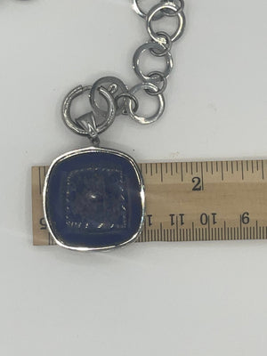 Beautiful Lapis Lazuli Gemstone Pendant on Stainless Steel Toggle Chain 21.25 Inches Bulky