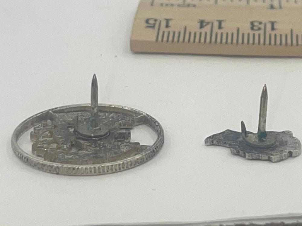 Antique- Vintage Sterling Silver Quarter & Dime Cutout Tie Tack Lapel Pin Lot Pre 1964