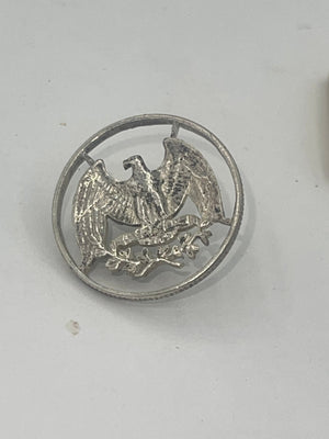 Antique- Vintage Sterling Silver Quarter & Dime Cutout Tie Tack Lapel Pin Lot Pre 1964
