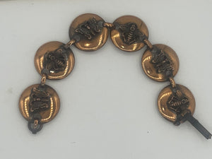 Vintage Solid Copper Link Bracelet w Butterflies & Bees Raised Bugs Insects Butterfly