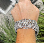 Beautiful Antique Wide Rhinestone Bracelet Art Deco Safety Clasp Cocktail Costume Jewelry
